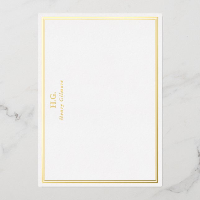Invitation En Aluminium Cadres Monogrammes Or & Blanc (Recto)