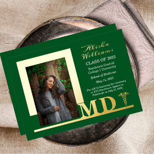 Invitation En Aluminium Caducée de docteur MD élégant Photo de graduation