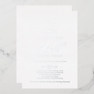 Invitation En Aluminium Calligraphie à huile d'argent romantique Mariage