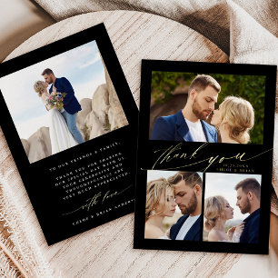 Invitation En Aluminium Calligraphie Boho Moderne 4 Photo Merci de Mariage