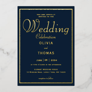 Invitation En Aluminium Calligraphie de cadre d'or officiel Mariage de mar