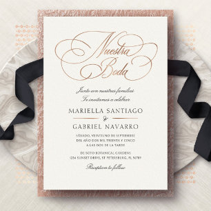 Invitation En Aluminium Calligraphie de langue espagnole Notre mariage Wed