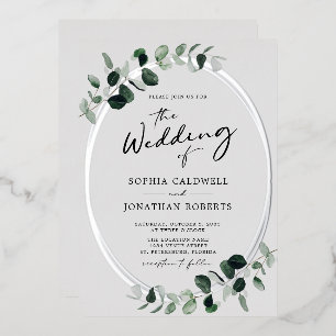 Invitation En Aluminium Calligraphie de l'eucalyptus en un seul Mariage