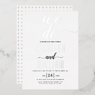 Invitation En Aluminium calligraphie de mariage en argent véritable "Nous