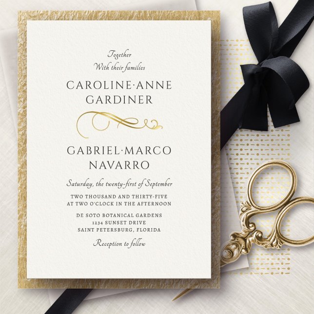 Invitation En Aluminium Calligraphie de script Mariage romantique (Créateur téléchargé)