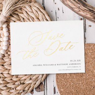 Invitation En Aluminium Calligraphie gracieuse Non Photo Enregistrer La Da