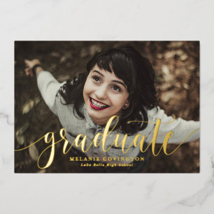 Invitation En Aluminium Calligraphie lunaire Parti de graduation photo