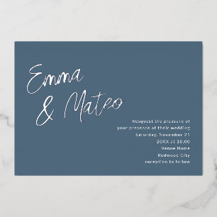 Invitation En Aluminium Calligraphie minimaliste de pinceau Mariage Dusty 