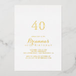 Invitation En Aluminium Calligraphie moderne 40e anniversaire de fête Gold<br><div class="desc">Cette calligraphie moderne 40e anniversaire invitation en feuille d'or est parfait pour un événement moderne. Le design sobre et élégant présente une typographie de script classique et sophistiquée en feuille d'or.</div>