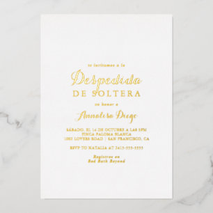 Invitation En Aluminium Calligraphie moderne Adieu de célibataire Or