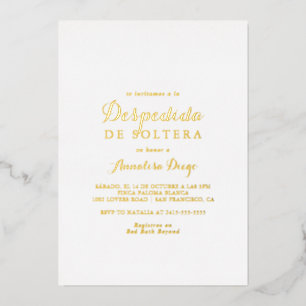 Invitation En Aluminium Calligraphie moderne Despedida de Soltera Gold