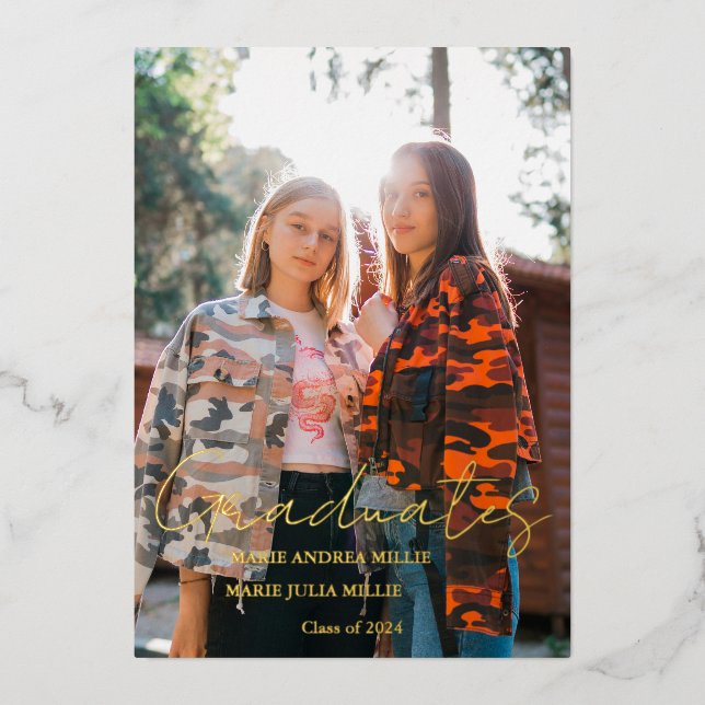 Invitation En Aluminium Calligraphie moderne Diplôme conjoint de photograp (Recto)