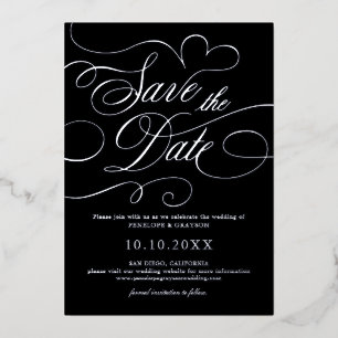 Invitation En Aluminium Calligraphie moderne intemporelle Argent Enregistr