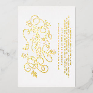 Invitation En Aluminium Calligraphie moderne lettrage feuillage baptême