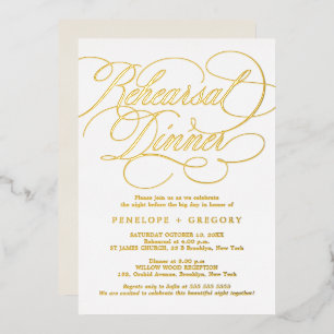 Invitation En Aluminium Calligraphie moderne or intemporel La veille de