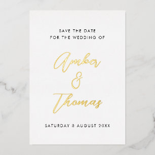 Invitation En Aluminium Calligraphie moderne simple Enregistrer la date Re