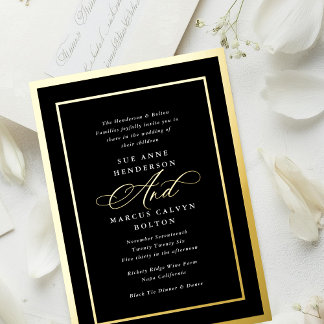 Invitation En Aluminium Calligraphie officielle Mariage de cadres noir et 