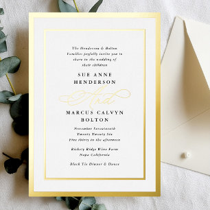 Invitation En Aluminium Calligraphie officielle Mariage noir et blanc