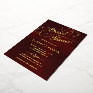 Invitation En Aluminium Calligraphie or bordeaux douche vintage
