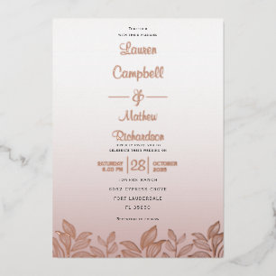 Invitation En Aluminium Calligraphie Or Rose Moderne Le Mariage De Foil