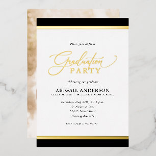 Invitation En Aluminium Calligraphie photo de fin d'études élégante modern