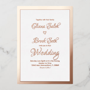 Invitation En Aluminium Calligraphie Script cardiaque Mariage moderne pres
