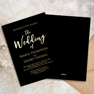 Invitation En Aluminium Calligraphie simple de script noir minimaliste