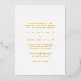 Invitation En Aluminium Calligraphie simple Mariage traditionnel Or