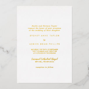 Invitation En Aluminium Calligraphie simple Or Mariage traditionnel