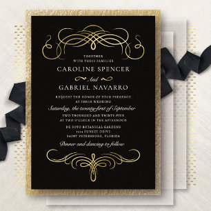 Invitation En Aluminium Calligraphie Traditionnelle de l'Ancien Monde pour