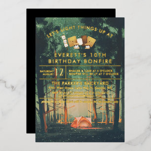 Invitation En Aluminium Camping Bonfire S'mores Fête d'anniversaire
