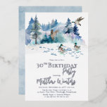 Invitation En Aluminium Canards Forêt forestière Nature 30e fête d'anniver<br><div class="desc">Scène de forêt boisée sur le thème de la nature avec fête des canards pour son "30e anniversaire" avec du texte en argent réel,  or ou feuille d'or rose.  Conception composite par Holiday Hearts Designs.</div>