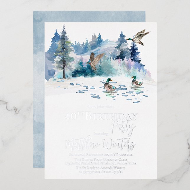 Invitation En Aluminium Canards Forêt forestière Nature 40e fête d'anniver (Recto/Verso)