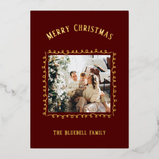 Invitation En Aluminium Card With Foil- Personalised Photo Merry Christmas