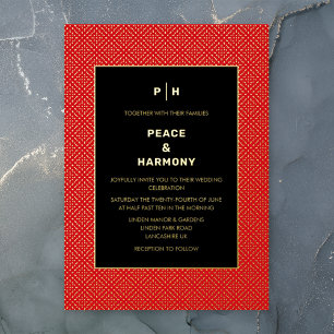 Invitation En Aluminium Carnaby Confetti Gold Red Black Mariage