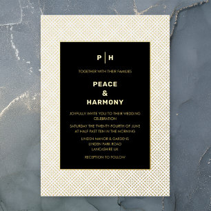 Invitation En Aluminium Carnaby Confetti Gold White Black Wedding