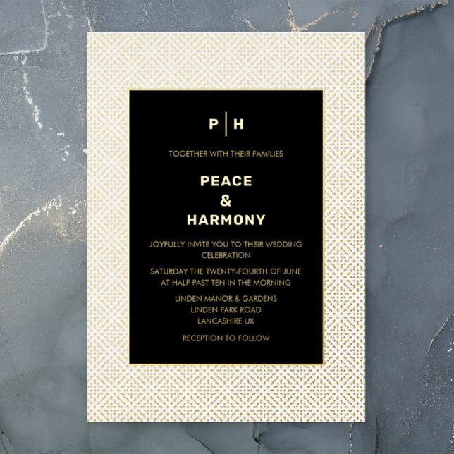 Invitation En Aluminium Carnaby Confetti Gold White Black Wedding (Créateur téléchargé)