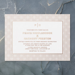 Invitation En Aluminium Carnaby Confetti Rose Mariage blanc or