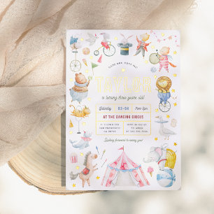 Invitation En Aluminium Carnaval de cirque animal brillant fête d'annivers