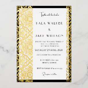 Invitation En Aluminium Carreaux italiens motif pointillés rétro à trait n