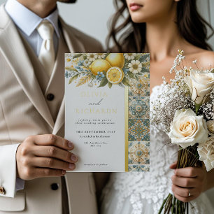Invitation En Aluminium Carreaux méditerranéens fleur italienne Positano C