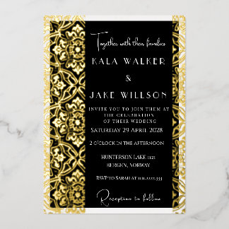 Invitation En Aluminium Carrelage italien noir et blanc (Retro-Dotted)