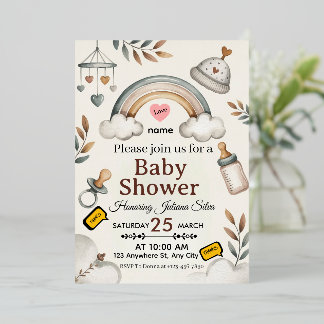 Invitation En Aluminium "Carte d'invitation personnalisée pour Baby Shower
