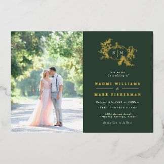 Invitation En Aluminium Carton de mariage en feuille d'or avec monogramme