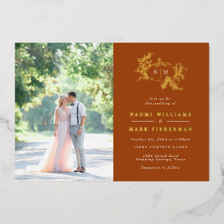 Invitation En Aluminium Carton de mariage en feuille d'or avec monogramme
