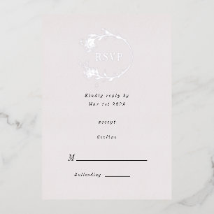 Invitation En Aluminium Carton de réponse RSVP à motif floral luxueux