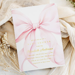 Invitation En Aluminium Carton d'invitation à la baby shower avec un nœud