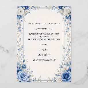 Invitation En Aluminium Carton d'invitation de mariage à fleurs bleues élé