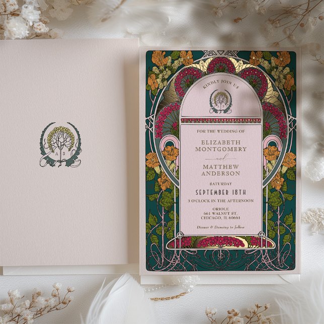 Invitation En Aluminium Carton d'invitation de mariage Art Déco Forêt Ench (Créateur téléchargé)