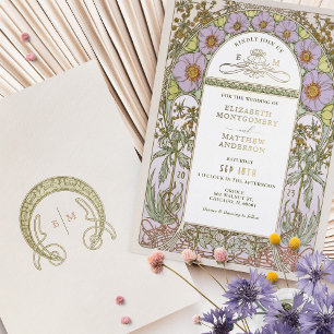 Invitation En Aluminium Carton d'invitation de mariage Art nouveau élégant